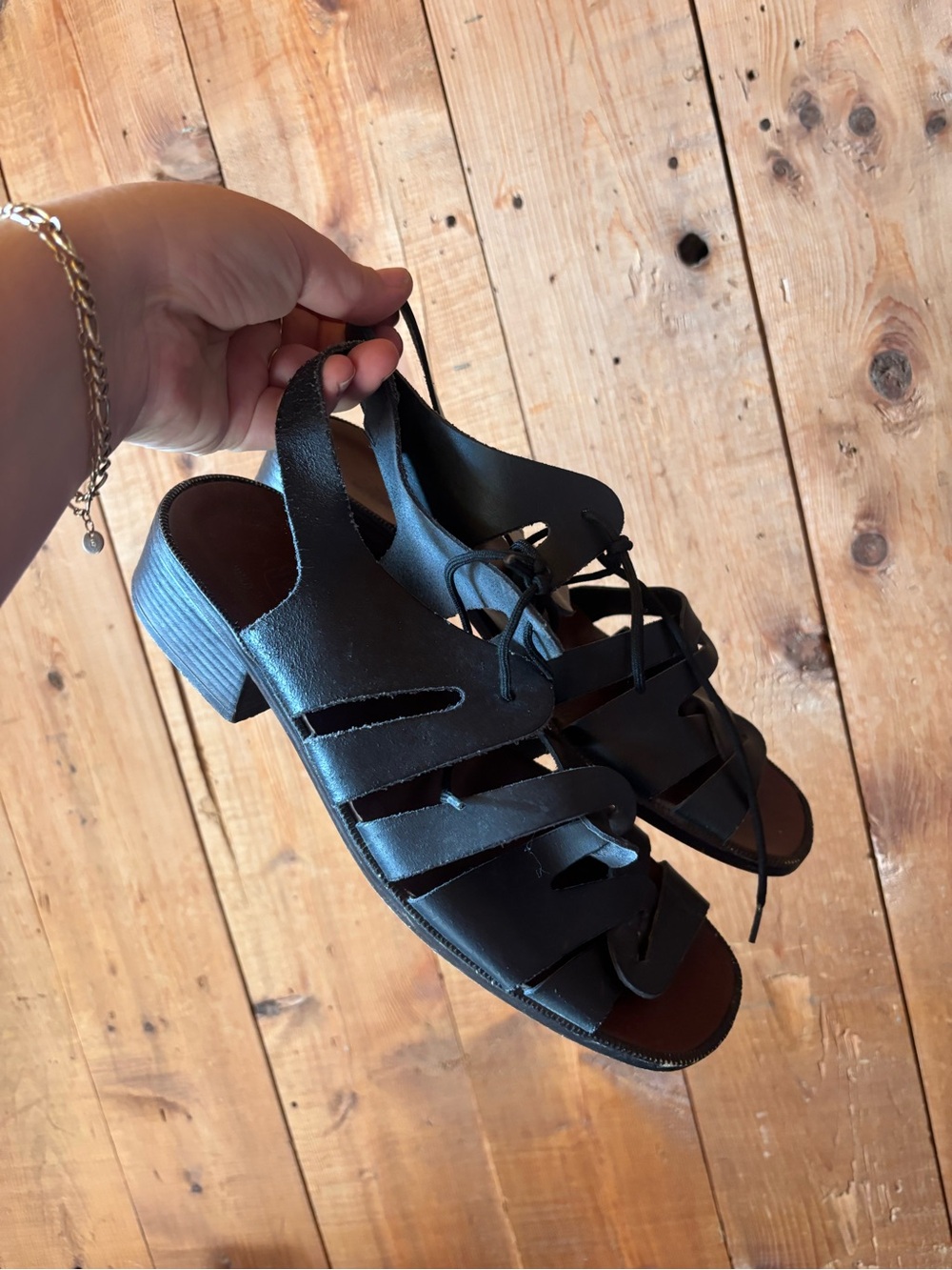 Nevada - Leather -  Strappy Lace-Up Sandals